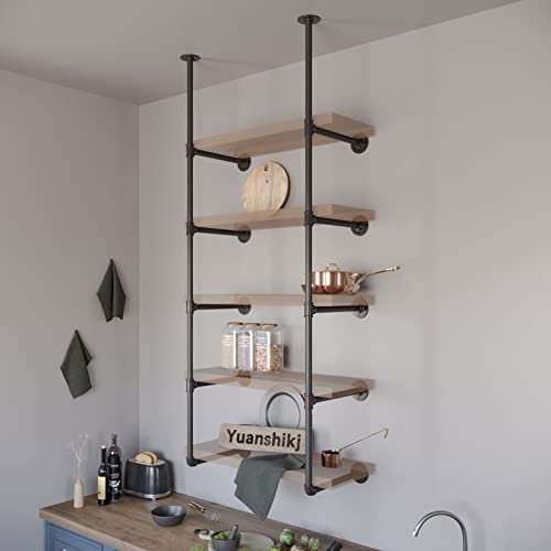 Yuanshikj 70 Tall,12 deep,3/4, Industrial Iron Pipe Shelves Black,2Pc