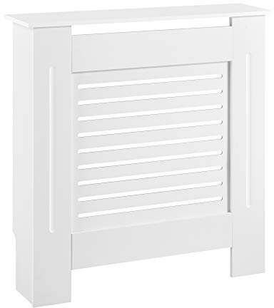 Couverture de Radiateur Cache Radiateur MDF Laqué Blanc 112x19x82cm