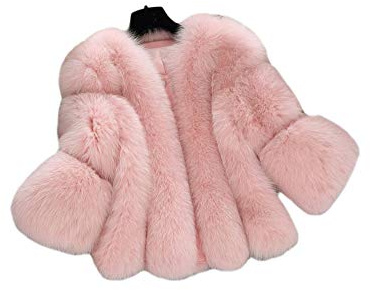 GUOCU Manteaux Femme Manteau Fausse Fourrure Fox à Mode Hiver Chaud Moelleux Veste en Peluche Court Cardigan Élégant Outwear Faux Fur Vêtements de Plein Air Couleur Unie Peluche Blousons Rose M