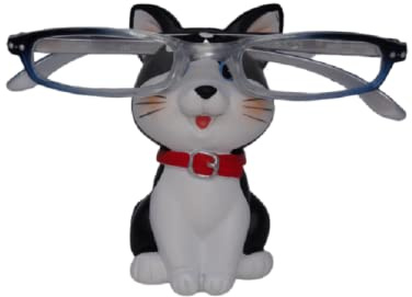 Optipets Black & White Cat Glasses Holder Specs Stand Spectacles Holder Holds Any Size Reading Glasses/Sunglasses Adults Or Kids Stand is Weighted