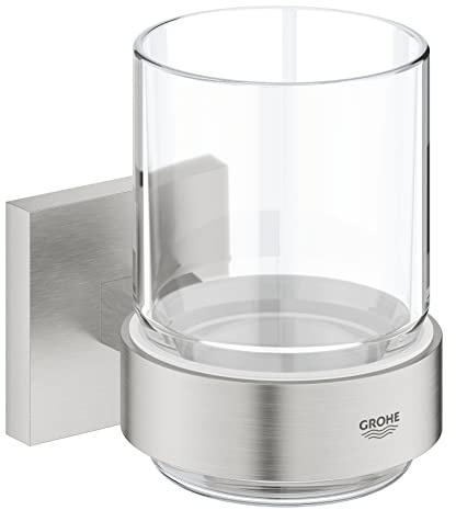 GROHE Start Cube - Glas mit Halter (verdeckte Befestigung, Material: Glas /Metall), supersteel, 41097DC0