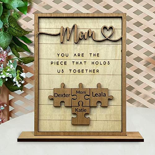 Wellhoope Rompecabezas personalizado handwerk -puzzle -shield eres la pieza que nos mantiene unidos la pieza de marco de rompecabezas de la mamá (pieza de rectángulo de rectificador de letrero -wood)