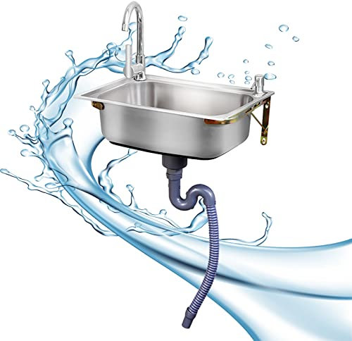 Evier acier inox montage mural, Station préparation cuisine Plonge industriel avec / étagères rangement, évier commercial / industriel, préparation lavage services publics bassin pour buanderie ( Size