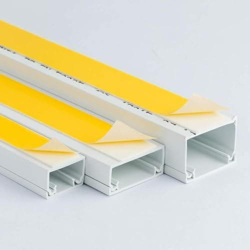 Electrical Cable Trunking with Self Adhesive White Paintable PVC Trunking Wire Tidy Conduit 1 Meter (2x 1m White, 38x25mm)