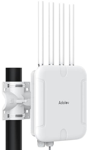 AdaLov Point d'accès WiFi extérieur Longue portée, 1200Mbps bi-Bande, étanche IP66, PoE+ Gigabit, répéteur WiFi pour Garage, Jardin, Camping-Car, Ferme, 2.4GHz + 5.8GHz (B0CYZSLCFF)