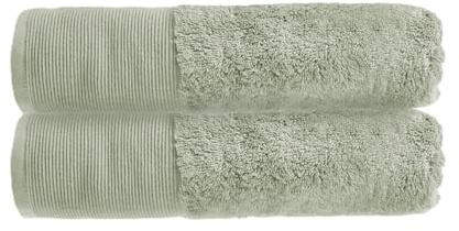 Allure Pack of 2 Bamboo Bath Towels 70 x 125cm – Luxury Super Soft Hypo-Allergenic Plush 550GSM Pair of Bathroom Towels (Sage Green)