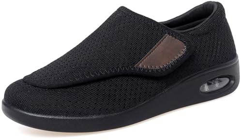 GURGER Scarpe Diabetiche Donna Regolabili Ortopedica Edema Ciabatte Larghe Traspirante Pantofole Comodo Antiscivolo Scarpe da Passeggio Nero Taglia 38