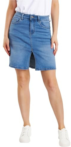 Fraternel Gonna di Jeans con Spacco Donna Stretch Blu Taglia: S