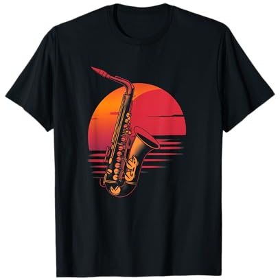 Saxophone Sunset - Illustration de musique jazz vintage T-Shirt