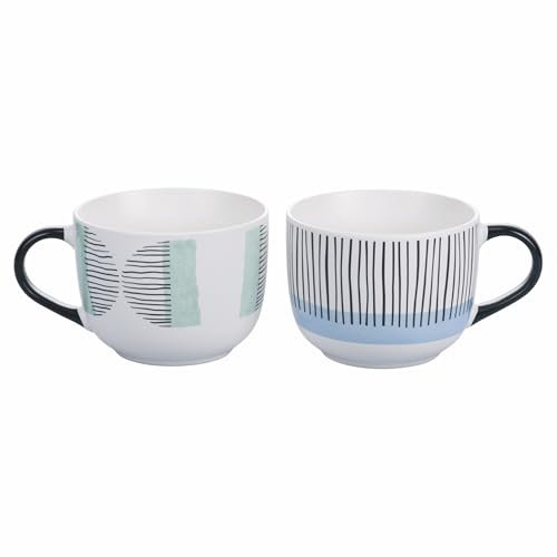 Villa d'Este Home Tivoli 1996 Lot de 2 jumbo mug 520 ml en porcelaine, Venice Lido Modern