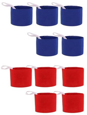 Riven 10 pezzi Capitano Bracciale Regolabile Leader Band Elastico Sport Manicotto per Calcio Pallacanestro Team Giochi Blu Rosso