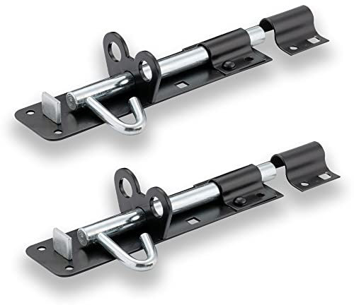 XFORT® 2 Pack Brenton Strong Sliding Lockable Padbolt 100mm (4) Ideal for use with Shed Doors, Gates and Outhouse Doors (100mm, Black)