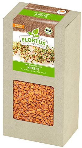 FLORTUS – BIO Sprossen Samen Kresse – Kressesamen zur Anzucht für Keimglas, Garten, Balkon, Küche & Fensterbank – Gartenkresse Saatgut in höchster Bioqualität - Vitaminreich & würzig im Geschmack