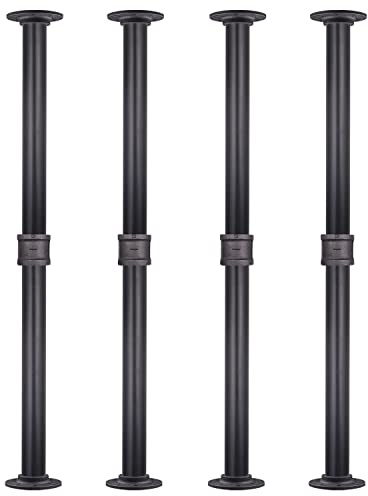 MUZIK 4 Pack Industrial Pipe Table Leg Set, Iron Base Legs for Coffee & End Tables, Desks, Nightstand - Custom Vintage Tables and Furniture Decorations (26 × 1 inch)