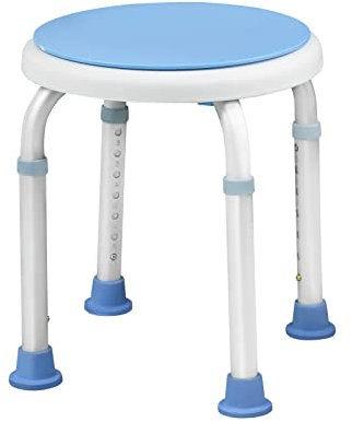 CEEDIR 360° Drehbar Duschhocker Duschstuhl Höhenverstellbar 36-51cm Duschhilfe Badsitz Duschhilfe Anti-Rutsch Füße Badehocker Duschsitz aus Alu und Kunststoff für Schwangere, Alter