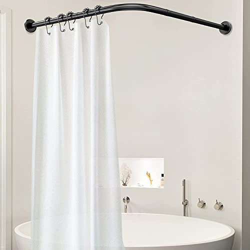 Bastone doccia angolare regolabile Asta Per Tenda da Doccia Estensibile Senza Trapano,Asta Per Tenda da Doccia Vasca da Bagno Angolare in Acciaio Inossidabile 100% Antiruggine L Per Tende(Size:70 to 9