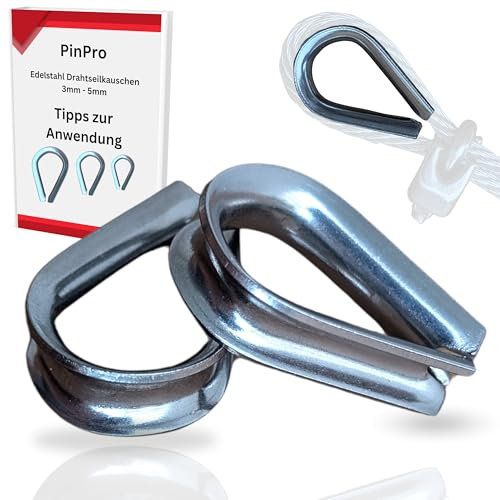PinPro Edelstahl Drahtseil Kausche | 3 4 5 mm | 10 25 50 100 Stück | Rostfreie Stahlseil Kausche aus 1.4401 / AISI 316 (V4A) NIRO-Werkstoff (10x 3mm)