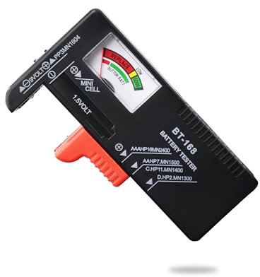 Dlyfull Batterietester – Batterie Tester für AA, AAA, C, D, 9V & 1.5V Knopfzellen – Akku Tester & Batterieprüfgerät ohne Strom – Präzises Batterie Messgerät für Haushalt & Profi