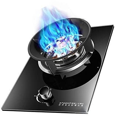 Estufa de gas individual de 5,2 kW, estufa de cocina doméstica con potencia de fuego de nueve cámaras y vidrio templado, perfecta para cocinar
