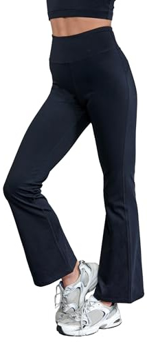 Silky Dance Flared Leggings for Women's and Girls, Black High Wasited Dance Bootcut Jazz Pants, Training Sports Running Gym Yoga Flare Kids Leggings