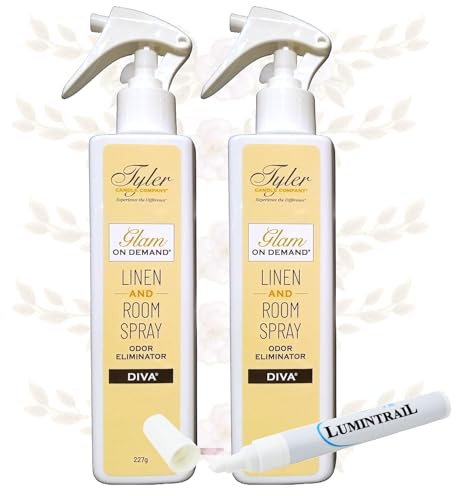 Tyler Glam on Demand - Diva Scent Linen and Room Spray 2 Pack - Air Freshener and Odor Eliminator Bundle with Stain Remover Pen - Laundry Bundle