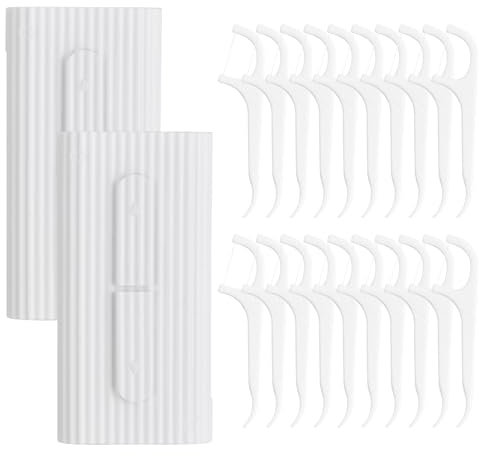 2er-Pack Zahnseide, Zahnseide Stick, Zahnseide Sticks Dental Floss Dispenser, Zahnstocher NachfüLlbare Zahnseide Box, Zahnpflege-Tools, 20 StüCk, Weiß