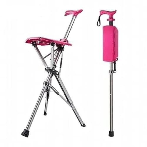 Bastone da passeggio pieghevole con sedile, sedia portatile in lega di alluminio, sgabello leggero con treppiede, antiscivolo, funzione di sblocco automatico, ideale per anziani e per viaggi
