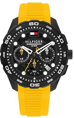 Tommy Hilfiger Reloj Cronógrafo de Cuarzo con Calendario para Hombre con Correa de Silicona Amarilla - 1792235