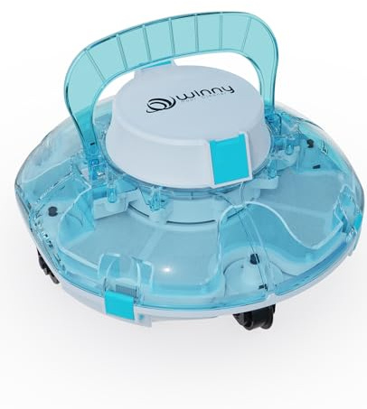 WINNY POOL CLEANER Winny 200 Robot Piscina, Piscina Senza Fili con Batteria, Autonomia 75 Min per Piscine Fuori Terra 60 m², Doppia Filtrazione, Parcheggio Automatico(Blu zaffiro)