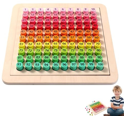 Hundred Board - Wooden 25.8 x 25.8 x 1 cm | Consecutive Number Board | Maths Learning Toy for Children, Counting Exercises, Early Education, Classroom Teaching and Daily Learning Brew