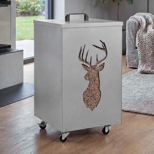 Mendler Conteneur à granulés HWC-Q30 Hirsch, bac de Rangement pour granulés, par Exemple pour Aliments pour Animaux, Pieds à roulettes, 65 x 36 x 36 cm - Blanc-Gris Clair