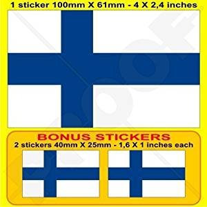 FINNLAND Finnische Staats Flagge, SUOMI 100mm Auto & Motorrad Aufkleber, Vinyl Sticker x1+2 BONUS