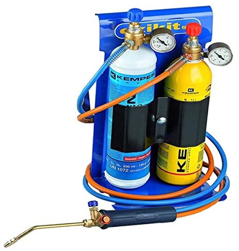 KEMPER - Chalumeau BI Gaz Professionnel OXYKIT 3300°C Avec réducteurs GAZ Manomètres +2 pointes Kit complet Brasage et soudage