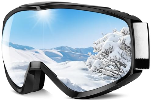 Findway Maschere da Sci, Occhiali da Sci per Uomo Donna Giovani Adolescenti OTG, Protezione UV400 Occhiali da Sci Snowboard,Anti-Nebbia Antivento,Occhiali da Sci Antiriflesso per lo Sci e lo Snowboard