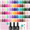 beetles Gel Polish Set, 44-teiliges Gel-Nagellack 36 Farben Gellack mit Basislack glänzend matt und Glitzer Überlack Neonorange Gelee Blau Nude Nagellack für Frauen