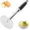 Kartoffelstampfer 316 Edelstahl, Stampfer Kartoffel mit Holzgriff, 0.8cm Löcher für Kartoffeln Fleisch Bohnen Gemüse, Kartoffelstampfer Edelstahl Leicht zu Reinigen