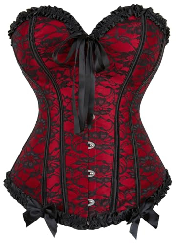 KUOSE - Top Corsetto da Donna, Nero e Bianco, Modellante per il Corpo, Taglia Unica, Rosso 8., XS