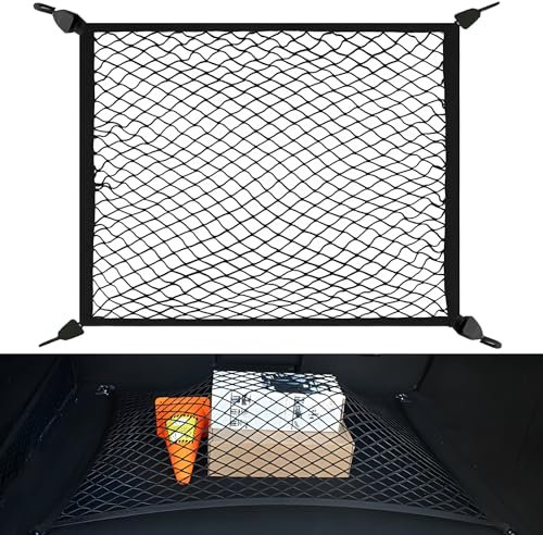Gepäcknetz, Auto Kofferraumnetz Wohnmobil 60x80 cm Elastisch Kofferraum Netz mit 4 Haken Erstreckt Sich auf 160x120cm Gepäckschutznetz für Aufbewahrung Ladungssicherung