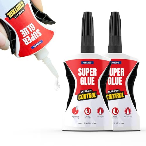 GH1200 Precision Control Super Glue Gel, 6g x 2 PCs Superglue Gel Strong Multipack Bonds in Seconds - Ultimate Micro-Dispensing for No-Mess Repairs, Non-Drip Ca Glue