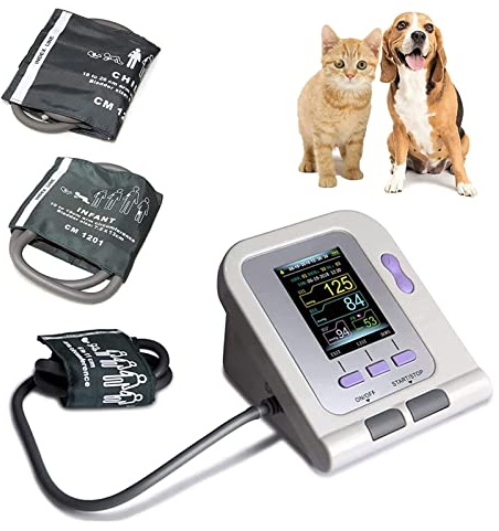 DSYYNAY Blodtrycksmätare för husdjur, digitalt veterinärutrustning, elektroniskt sfigmomanometrar på 3 lägen och 3 manschetter, för vård av hundar/katter/husdjur