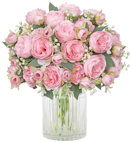 SOMYTING Peonia, fiori artificiali, 2 mazzi di peonia artificiale, bouquet di peonie in seta, per matrimoni, feste, decorazioni da tavolo, composizione floreale, decorazione per la casa e la cucina