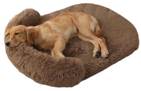 Panier Chien Grande Taille, Orthopedique Canapé pour Chat, Coussin Chiens Dehoussable et Lavable, Anti-dérapant, lit Apaisant Comfy pour Chien de Grande Taille (Marron, XL:120 * 75cm)