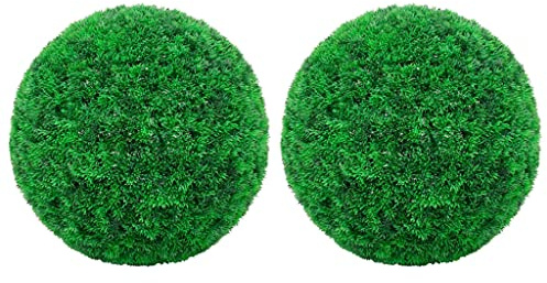 Mangloder - Sfere di bosso artificiali, 2 pezzi, 35 cm, in polietilene, pianta artificiale per vaso e pianta sospesa, decorazione realistica per giardino, balcone, soggiorno, ufficio, resistente alle