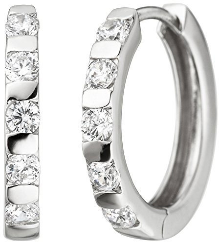 Jobo Damen-Creolen aus 925 Sterling Silber mit Zirkonia