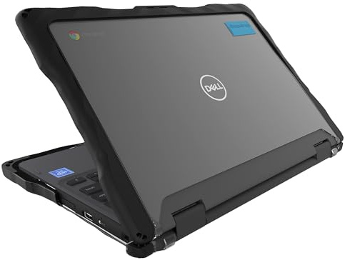 Gumdrop DropTech Custom Case Dell Chromebook 3110 | 3100 (2-in-1) - Drop Tested Protection, Rubberized Thread on Sides, Seamless Asset Tagging, Snap in Installation for School or Work - Black