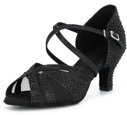 Syrads Damen Standard & Latein Tanzschuhe Salsa Tango Walzer Bachata Kizomba Modern Tanzschuhe mit Strasssteinen 1050