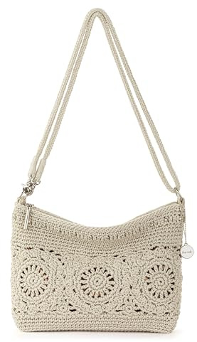 The Sak Lumi Convertible Crossbody Purse - Hand Crochet Women's Handbag for Everyday & Travel, 3-in-1 Small Crossbody Bag With Zipper Closure & Pockets - Natural Medallion