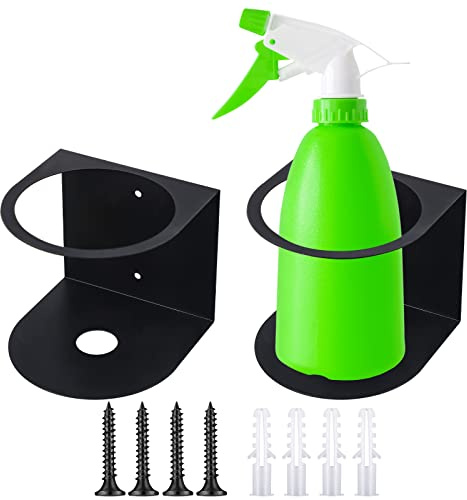 Gerrii 2 Pcs Spray Bottle Holder Wall Mount Bottle Organizer Spray Can Holder Organizer for Garage and Workspace Stainless Steel Easy Install Craft Workspace Paint Rack with Hardware (Black)