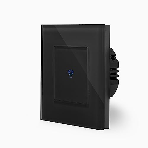 KRONE einfacher Touch Dimmer Lichtschalter Ein/Aus dimmbar 1-Fach im Glasrahmen in schwarz 1-Weg Glas Berührungs Wandschalter zum dimmen einer Leuchte, Lampe Luxus-Time