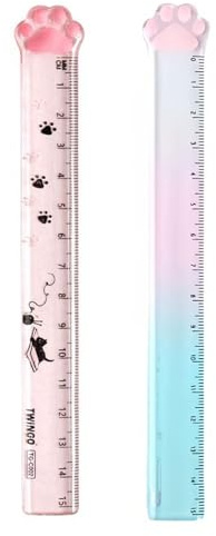 Zeayebsr 2 Pièces Règle 15 cm en Forme de Patte de Chat pour Mesurer, Souligner et Tracer des Lignes Nettes